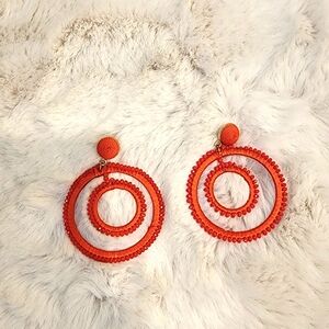 Anthropologie Vibrant Orange Beaded Earrings